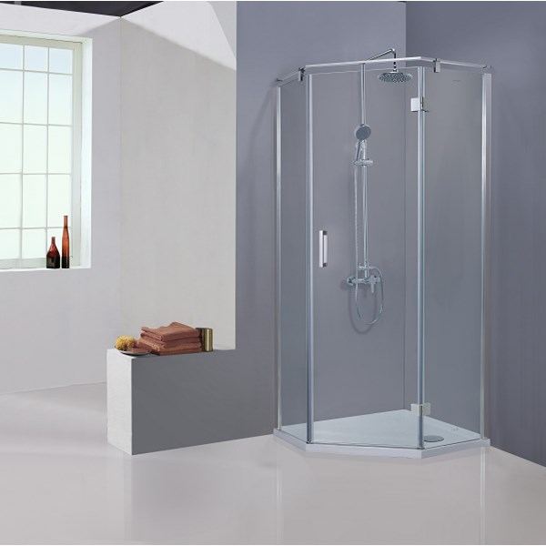 TrisLine Ceto douchecabine vijfhoek met draaideur 90x90x200cm antikalk